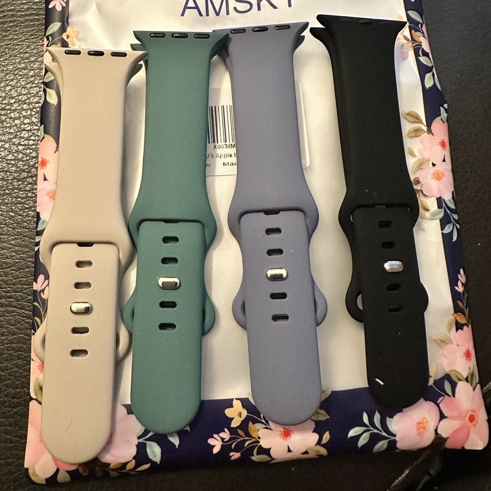 NEW Set of 4 Soft Silicone Bands Compatible w/Apple Watch size 38/40/41MM